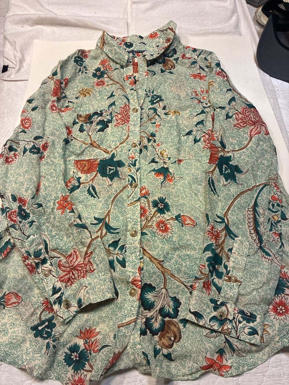 Pilcro Floral Long Sleeve Button Down Shirt Size M - Picture 1 of 16